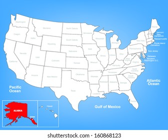 Vector Map of the United States Highlighting the State of Alaska; Illustrator 8 