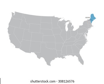 vector map of United States with indication of Maine