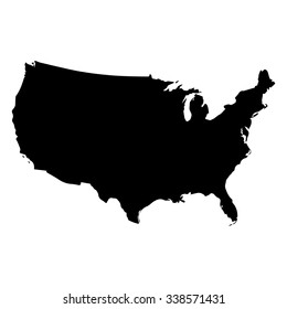 Vector map United States. Isolated vector Illustration. Black on White background. EPS Illustration.