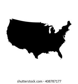 Vector map United States. Isolated vector Illustration. Black on White background. EPS 8 Illustration.