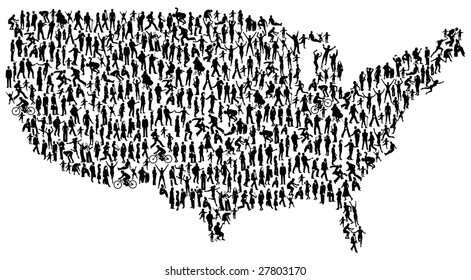 A Vector Map Of The United States Made Of People