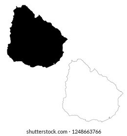 Vector map Uruguay. Isolated vector Illustration. Outline and vector. Black on White background. EPS 10 Illustration.