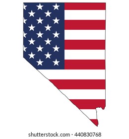 Vector map with US flag inside of Nevada