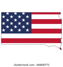 Vector map with US flag inside of South Dakota