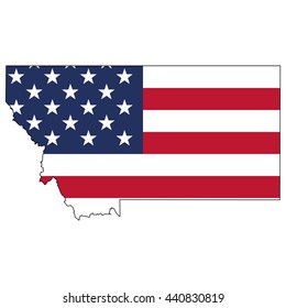 Vector map with US flag inside of Montana