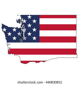 Vector map with US flag inside of Washington