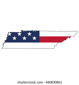 Vector map with US flag inside of Tennessee
