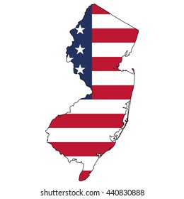 Vector map with US flag inside of New Jersey