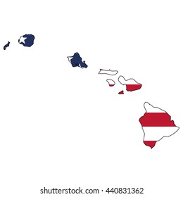 Vector map with US flag inside of Hawaii