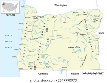 Vector map of the US state of Oregon