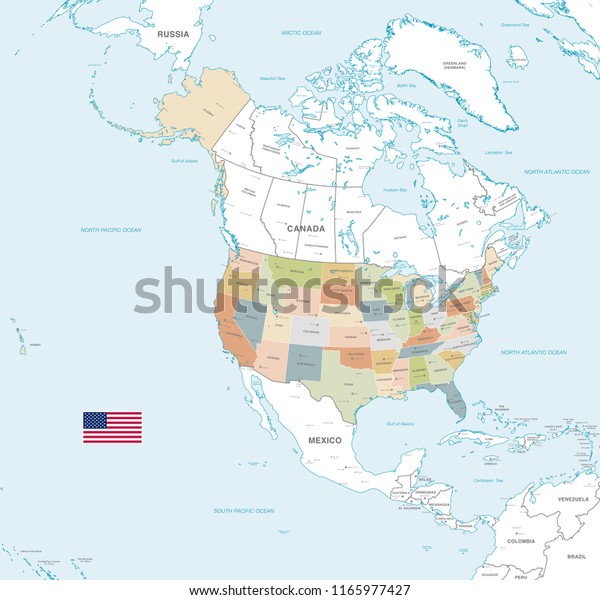 Vector Map Usa Administrative Borders City Stock Vector Royalty Free 1165977427 6794