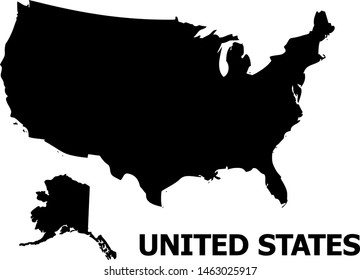 Vector Map of USA and Alaska with name. Map of USA and Alaska is isolated on a white background. Simple flat geographic map.