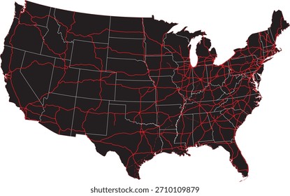 Vector Map of USA Interstates Highway Network Editable Vector