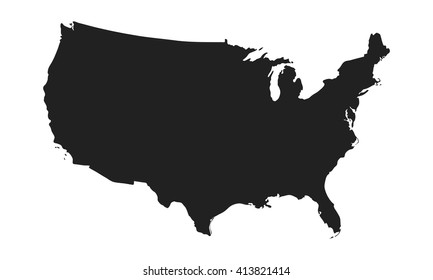 vector map of usa in a modern style. black country on a light white background. vector illustration