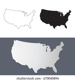 Vector map USA in paper cut style. Outline USA map. Isolated vector Illustration.