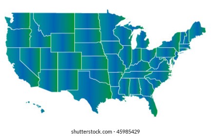 vector map of USA with separable borders