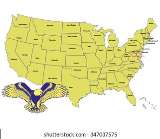 Vector map of USA with states