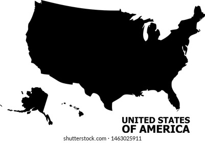 Vector Map of USA territories with caption. Map of USA territories is isolated on a white background. Simple flat geographic map.