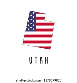 Vector map of Utah painted in the colors American flag. Silhouette or borders of USA state. Isolated vector illustration