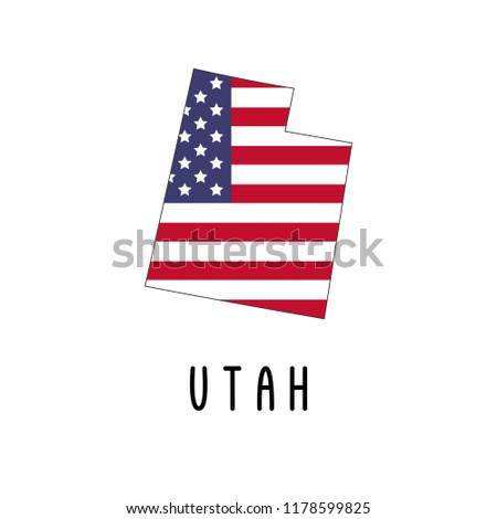 Vector map of Utah painted in the colors American flag. Silhouette or borders of USA state. Isolated vector illustration