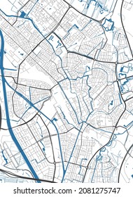 Vector map of Utrecht, Netherlands, State of Netherlands. Street map poster illustration. Utrecht map art.