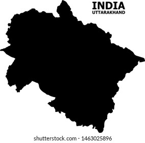 Mapa vectorial del estado Uttarakhand con nombre. Mapa del estado de Uttarakhand está aislado en un fondo blanco. Mapa geográfico plano simple.