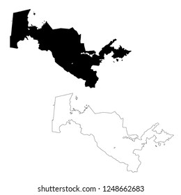 Vector map Uzbekistan. Isolated vector Illustration. Outline and vector. Black on White background. EPS 10 Illustration.