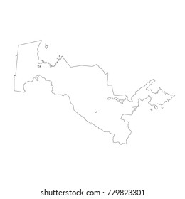 Vector map Uzbekistan. Isolated vector Illustration. Black on White background. EPS 10 Illustration.