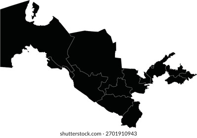 Mapa de Vector de Uzbekistán con Regiones