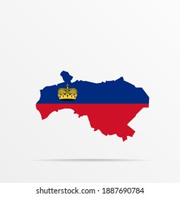 Vector map Valtice ( Břeclav District, South Moravian Region ) Czechia flag vector icon combined with Liechtenstein flag.