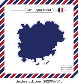 Vector map of Var Department, France, featuring Toulon, the Mediterranean coast and iconic islands. Ideal for travel guides, tourism campaigns, geography, regional planning and cartographic projects.