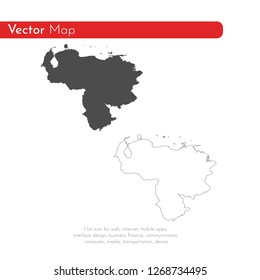 Vector map Venezuela. Isolated vector Illustration. Black on White background. EPS 10 Illustration.