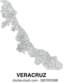 Mapa vectorial de Veracruz México dividido en municipios