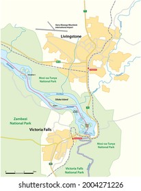 Vektorplan der Victoria Falls auf dem Zambezi River, Samia, Simbabwe