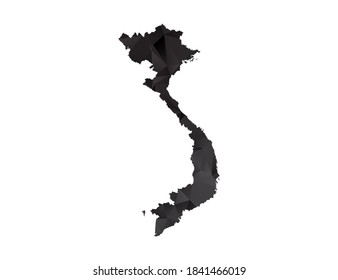 Mapa vectorial del gradiente de estilo de polígono negro de Vietnam.
