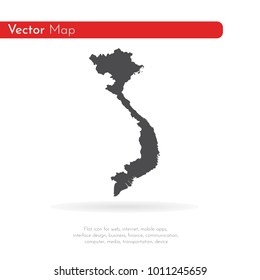 Vector map Vietnam. Isolated vector Illustration. Black on White background. EPS 10 Illustration.