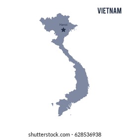 Vector map of Vietnam isolated on white background. Travel Vector Illustration.