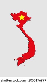 Vektorkarte Vietnam machte nationale Flagge einzeln auf dem Hintergrund. Template Asia Creative State Flag für Design, Illustration, Muster, Bericht, Infografik, Hintergrund. Concept-Symbol Vietnams