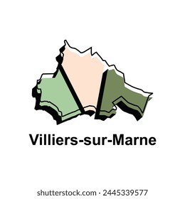 vector map of Villiers sur Marne colorful design, illustration design template on white background