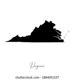 Vector map of  Virginia with handwritten name of the state. State name can be removed or edited. Black drawing on white background. Appropriate for digital editing and prints of all sizes.