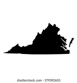 Vector map Virginia. Isolated vector Illustration. Black on White background. EPS Illustration.
