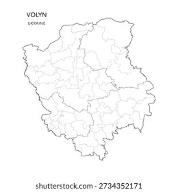 Vector Map of Volyn Oblast with Administrative Subdivisions of Raions (Districts) and Hromadas (Communities) of Volyn - Ukraine 2026