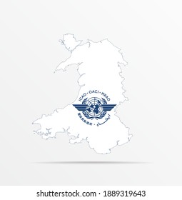 Vector map Wales combined with International Civil Aviation Organization (ICAO) flag. Abstract design vector illustration