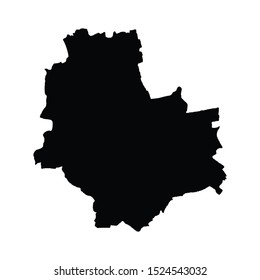 Vector map Warsaw. Isolated vector Illustration. Black on White background. EPS 10 Illustration.