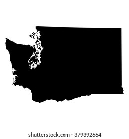 Vector map Washington. Isolated vector Illustration. Black on White background. EPS Illustration.