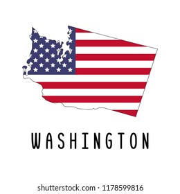 Vector map of Washington painted in the colors American flag. Silhouette or borders of USA state. Isolated vector illustration