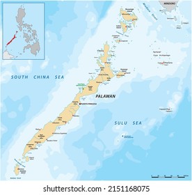 Vector map of west philippine island Palawan