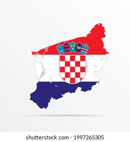 Vector map West Pomeranian Voivodeship (Poland) combined with Croatia flag.