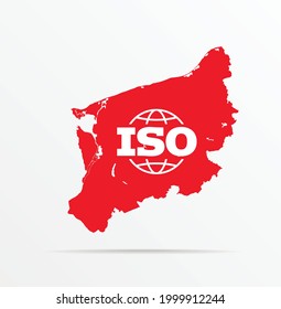 Vector map West Pomeranian Voivodeship (Poland) combined with International Organization for Standardization (ISO) flag.
