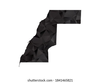 Vector map of Western Sahara black polygon style gradient.